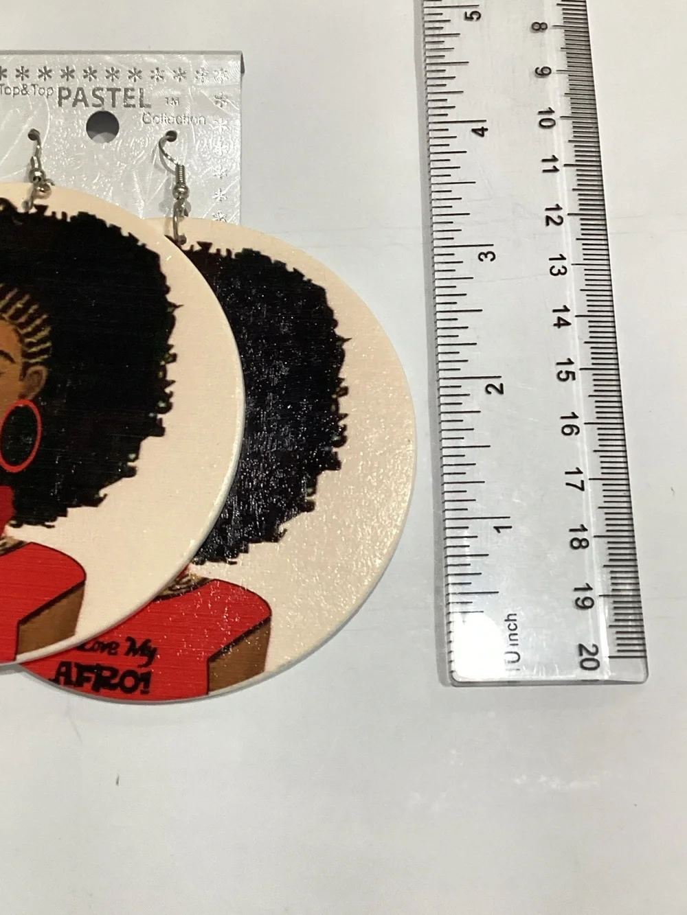 Wooden Afro Love Drop Earrings - Red & Black
